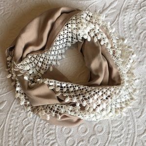 Lace edge infinity scarf